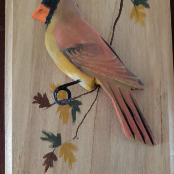 Jonathan Jones Wood Carvings Hand Carved Cardinal Bird Male Female Pair 2pc Vtg - Picture 15 of 16